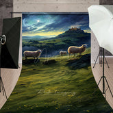 Aperturee Aperturee Nativity Scene Sweep Photo Backdrop Shepherds and Sheep Watching Star of Bethlehem Religious Christmas Prop